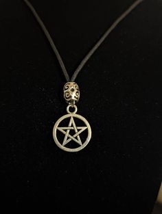 Pentacle necklace on adjustable cord. Secure Knot, Elements Of Earth, Pentacle Necklace, Fire And Water, Air Fire, Charm Necklaces, Metal Pendant, Spiritual Journey, Easy Wear