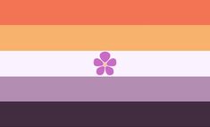 an orange, pink and purple striped wallpaper with a flower in the center on top