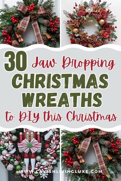 Christmas Wreaths Pine Christmas Wreaths Diy, Decorating A Wreath For Christmas, Simple Christmas Wreath Ideas Easy Diy, Live Christmas Wreaths, Diy Holiday Wreaths, Christmas Wreath Making, Grapevine Christmas, Christmas Wreath Ideas, Christmas Wreaths Ideas