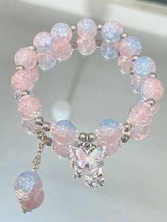 Fairy Bracelets, Jewelry Accessories Ideas, Pink Collar, Crystal Beads Bracelet, Women Pink