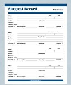 a medical record is shown in this file