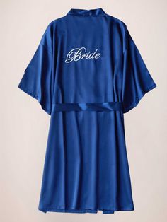 This elegant satin morning robe is a must-have for any bride. With its elegant sleeves and luxurious fabric, it's perfect for getting ready on your special day. Feel comfortable and stylish while you prepare to walk down the aisle. Start your wedding day off right with this beautiful robe.

Material: Polyester Fiber (Polyester)
Sleeves: Short SleevesClosure: Front ClosureNote: Final Sale & No Returns Satin Wedding Robe, Wedding Satin Robe, Long Sleeve Satin Wedding Robe, Elegant Satin Robe For Honeymoon, Long Sleeve Satin Finish Wedding Gown, Elegant Blue Wedding Robe, Long Sleeve Wedding Gown With Satin Finish, Satin Long Sleeve Wedding Kimono, Satin Gown For Bridal Shower