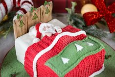 a christmas cake with santa clause on it