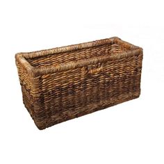 an empty wicker basket on a white background