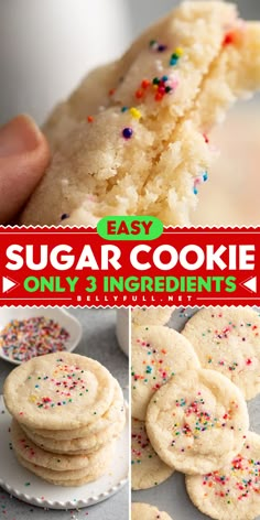 Create magic with this Easy Sugar Cookie Recipe! A Christmas dessert to impress, this Christmas cookie recipe uses only 3 ingredients: unsalted butter, granulated sugar, and flour. Quick and easy, foolproof, and freezer friendly. Add rainbow sprinkles for fun. Try it today! Easy Sugar Cookie Recipe, Butter Cookies Christmas, Make Ahead Brunch Recipes, Favorite Christmas Recipes, Sugar Cookie Recipe Easy, Christmas Cookie Recipe, Christmas Desserts Easy, Sugar Cookie Recipe