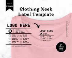 a pink t - shirt that has the label for clothing on it and is labeled in black