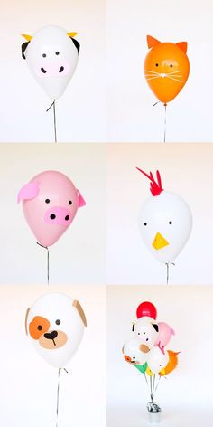 four different balloons with animals on them