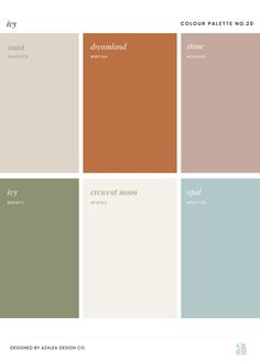 four different shades of paint with the words, color palette 1010 - 004