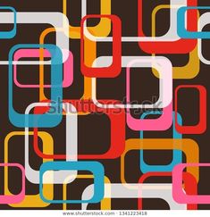 an abstract background with squares and rectangles in brown, pink, blue, yellow and orange