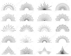 an image of different types of sunbursts in black and white on a white background