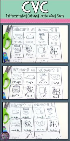 the cvc worksheet is filled with pictures and words to help students learn how to