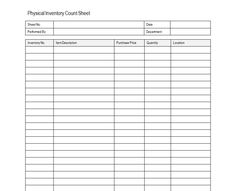 the printable sign up sheet for physical inventory count sheet is shown in this image