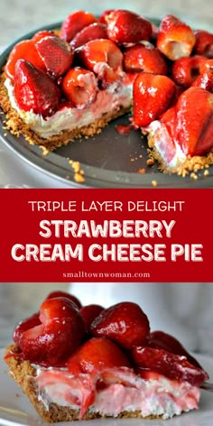 Strawberry Cheesecake Pie, Strawberry Cream Cheese Pie, Easy Strawberry Pie, Strawberry Pie Recipe, Biscuits Graham, Food Beef, Cream Cheese Pie, Easy Dessert Recipe