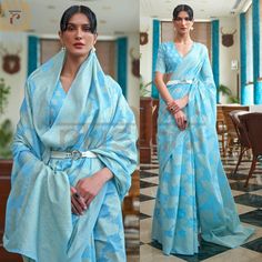 SKY BLUE WOVEN Lucknowi Chikankari Princess saree for women wedding party festive wear traditional indian designer Saree by RushiniCreation on Etsy Bridesmaid Saree, Indian Designer Sarees, Lucknowi Chikankari, Sarees For Wedding, Saree For Women