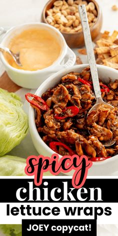 the cover of spicy chicken lettuce wraps