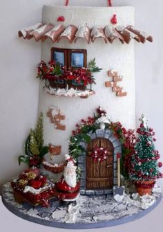 a christmas scene is displayed on the wall