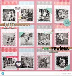 a scrapbook page with photos and words on it, including the word love is written in