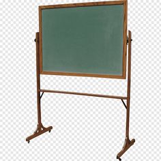 a blackboard with wheels on it and a green board attached to the back of it