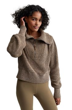 Engage in proportion play in this cotton sweater knit with chunky stitches and topped with an oversized stand collar that converts thanks to a deep half zip. 18 1/2" length (size Medium) Half-zip closure Stand collar Long sleeves 100% cotton Machine wash, dry flat Imported Women's Clothing Turtle Neck Style, Exaggerated Collar, Happily Grey, Fall Sweaters For Women, Half Zip Sweater, Oversized Collar, Half Zip Sweaters, Knitting Women Sweater, Knit Sweatshirt