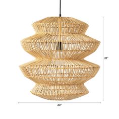 a large bamboo chandelier hanging from the ceiling, with measurements for each light fixture