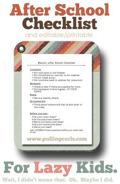 an advertisement for the after school checklist and editible printable