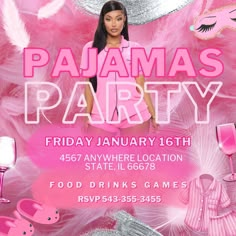 a pink party flyer for a women's night with an image of a woman