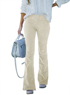 PRICES MAY VARY. Flattering corduroy flare bell bottoms pants with two back pockets to create vintage style for your daily look. Comfortable and soft corduroy fabric. Embracing you with its moderate thickness,softness and comfort. Wear it all day to feel happy and cozy. A must-have in every women’s wardrobe. Fashion corduroy flare trouser jeans made of high quality material and have a trendy look. You would want to wear it wherever you go. Stylish corduroy flare bottoms bell pant could easily pa Flared Corduroy Bottoms For Spring, Flare Corduroy Bottoms For Spring, Spring Flared Corduroy Bottoms, Stretch Flare Corduroy Bottoms, Spring Flare Corduroy Bottoms, Stretch Corduroy Flare Bottoms, Fitted Flare Corduroy Pants, Beige Wide Leg Flare Jeans For Fall, Beige High Waist Flare Jeans For Fall