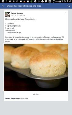 a facebook post with rolls on a plate