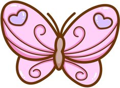 a pink butterfly with hearts on its wings