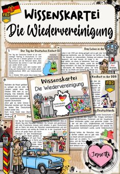 a poster with german words and pictures on it