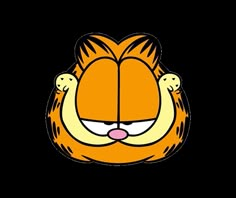 the face of garfield the cat with its eyes closed and mouth wide open, looking like he