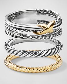 Ring from David Yurman. 18karat yellow gold band with cable motif. Approx. 2mm. Imported. David Yurman Ring Stack, David Yurman Ring Women, David Yurman Wedding Band, David Yurman Gold Ring, David Yurman Petite X Ring, David Yurman Cable Ring, David Yurman Jewelry, Buckle Ring, Yellow Rings