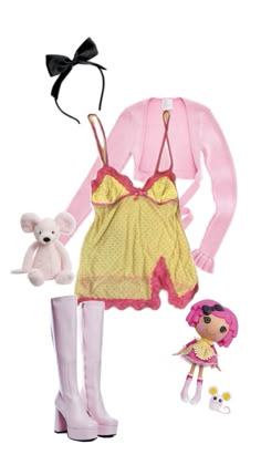 an image of a doll with clothes and accessories