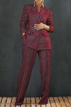 This plaid suit set is formal and lively, elegant and competent. It can be easily paired with t-shirts, blouses, loafers and heels for a stylish look. Suitable for daily, office, work, meeting, shopping, business, etc. It can help you get a lot of compliments.In stock, shipped on the same day Model is wearing size Medium Fits true to size for most Material: 95% polyester and 5% spandex SIZE M : INSEAM - 29.9 INCH Long sleeve Double-breasted design Straight leg pants Hand wash cold Suitable for wear in fall, winter and spring Purchase reference: Size(inch) Height Chest Waist Hip S 66.93 35.43 27.56 38.58 M 68.90 37.80 29.92 40.94 L 68.90 40.16 32.28 43.31 XL 70.87 42.52 34.65 45.67 2XL 70.87 44.09 37.01 47.24 3XL 72.83 45.67 39.37 48.82 Please notice: This size details is for the body size, Black Red And White Business Attire, Womens Plaid Pants Suit, Plaid Blazers For Women Outfits, Women’s Suits, Tailored Outfits For Women, Plaid Blazer Outfit Women, Double Breasted Blazer Outfit Women, Plaid Suits Women, Pantsuit Women