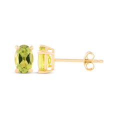 For their August birthday or any occasion, these peridot stud earrings are certain to be adored. 14K yellow gold Each earring features an oval-cut spring green peridot solitaire Friction backs Oval Peridot Earrings For Gift, August Birthday, Solitaire Studs, Green Peridot, Accessories Jewelry Earrings, Spring Green, Oval Cut, Jewelry Accessories, Jewelry Earrings