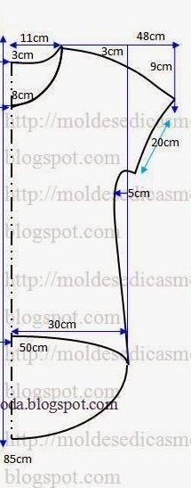 an image of a sewing pattern with measurements for the top and bottom half of it