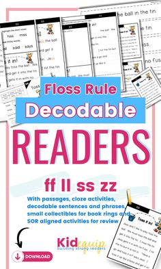 decodable readers to teach the floss rule Floss Spelling Rule Activities, Decodable Passages First Grade, Short A Decodable Reader Free, Floss Rule Activities Free, Dyslexic Students