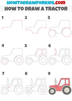 how to draw a tractor for kids with easy steps and instructions on how to draw a tractor