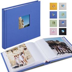 an open photo book with multiple pictures on it