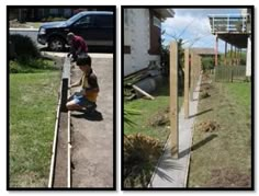 install a concrete edge under the fence to keep the dogs from digging out Fence On Concrete, Keep Dogs From Digging, Vinyl Fence, Home Landscaping