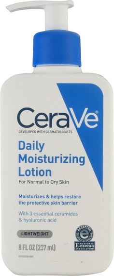 Developed with dermatologists. For normal to dry skin. With 3 essential ceramides & hyaluronic acid. Developed with dermatologists, its unique formula - with 3 essential ceramides - moisturizes and helps restore the protective skin barrier. MVR delivery technology. Controlled release for all day hydration. Lightweight & oil free. Non-comedogenic won't clog pores. Hyaluronic acid helps retain skin's natural moisture. Fragrance free. To avoid fragrance irritation. Gentle on skin. Allergy tested. N Cerave Daily Moisturizing Lotion, Body Lotion For Dry Skin, Cerave Moisturizing Lotion, Daily Moisturizing Lotion, Lotion For Dry Skin, Baking Soda Shampoo, Moisturizer For Oily Skin, Moisturizing Lotion, Body Moisturizers