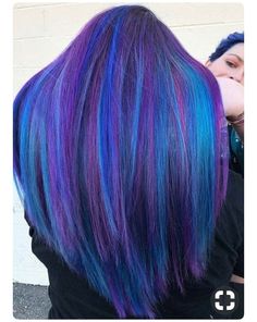 Blue Hair Color Highlights, Highlights For Long Hair, Blue And Purple Hair, Blue Hair Color, Long Hair Highlights, Mermaid Hair Color, Blue Ombre Hair, Galaxy Hair, Latest Hair Color