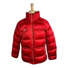 Measurements: Armpit To Armpit Is 22 In Length Is 28 In Sleeve Length Is 26 In L Nwt Red Puffer Jacket With Zipper Closure For Fall, Red Puffer Jacket With Zipper For Fall, Red Zipper Closure Outerwear For Work, Red Outerwear With Zipper For Work, Fitted Red Puffer Jacket, Fitted Red Outerwear For Cold Weather, Brown Vest Women, Red Fleece Jacket, Faux Fur Trim Coat