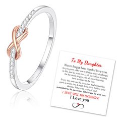 PRICES MAY VARY. ❣️【Infinity Promise Ring】: Infinity Symbol represent forever love and unbreakable bond. The love ring is also dotted with cubic zirconia, implying that the future life will be sparkling! Giving this infinity Knot eternity ring to your loved ones, Mom/Daughter/Best Friends, to make a love Statement. ❣️【S925 Sterling Silver Band Ring】: Made of S925 sterling silver, nickle and lead free, safe and hypoallergenic. High polish and lightweigt to be comfort fit, tarnish Resistant, will Daughter Rings, Mama And Daughter, Mother Daughter Rings, Jewelry For Christmas, Daughter Ring, Rings Dainty, Moms Best Friend, Infinity Knot, Promise Ring Gift