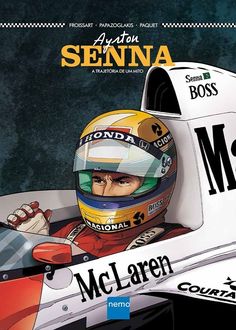 the front cover of a magazine featuring a man in a racing helmet on top of a race car