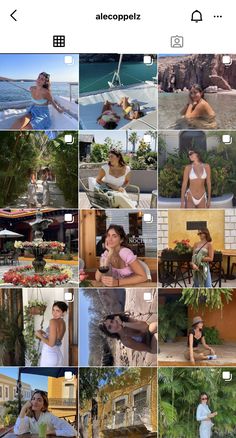 the collage shows many different pictures of women in bikinis and swimsuits