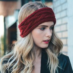 Super Soft And Cozy Cable Knit Headband 100% Acrylic Color: Red Lt1facrd100317 Winter Turban, Black Headbands, Headband Knitted, Knit Headbands, Red Hair Accessories, Headband Winter, Cable Knit Headband, Head Turban, Winter Headband