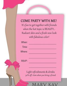 a pink party card with a woman's legs and high heel shoes on it