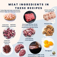 an image of meat ingredients in the kitchen for dogs and cats to eat on valentine's day