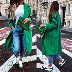 Green Long Jacket Outfit, Long Jacket Outfit, Long Green Jacket, Saint Patties, Smart Outfit, Jacket Outfit, Green Coat, Long Jacket, Blazer Outfits